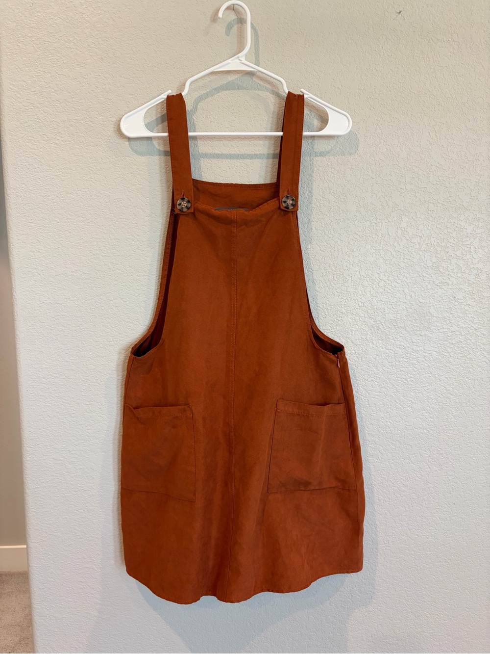 Primark Rust Faux Suede Overall Pinafore Dress Size 8